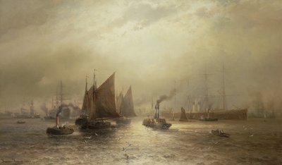 A Busy Morning on the River Mersey by Francis Krause